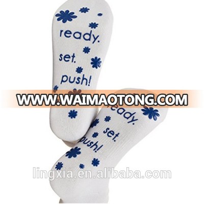 New Goods Women Combed Cotton Labor and Delivery Socks, Inspirational Fun Non Skid Push Socks For Maternity